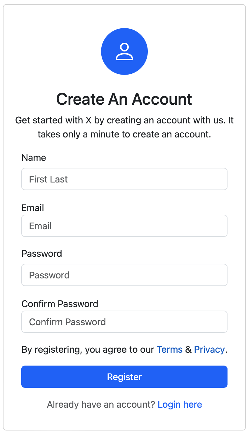 Bootstrap Signup form with Labels